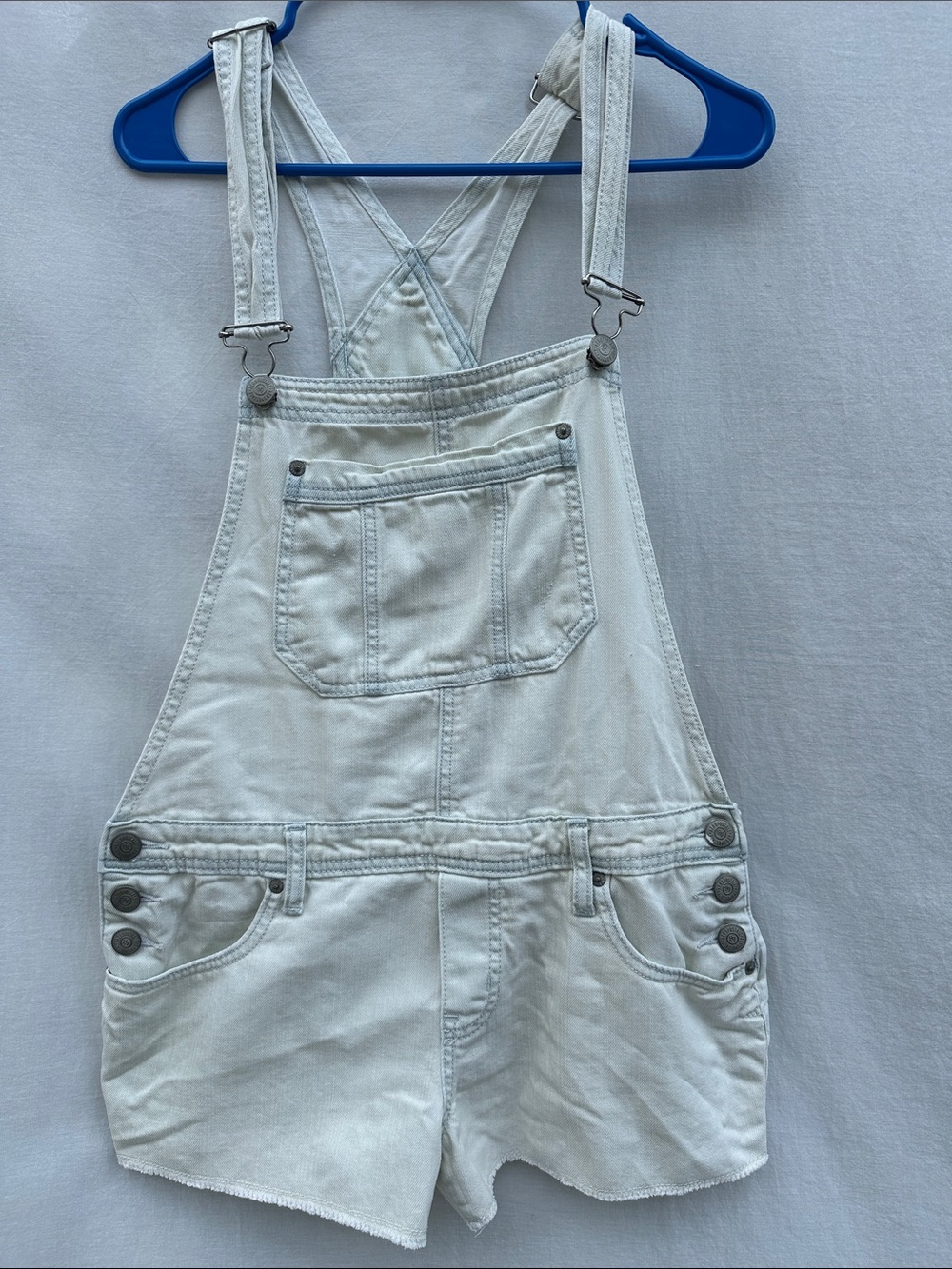 Aeropostale Light Wash Denim Short Overalls